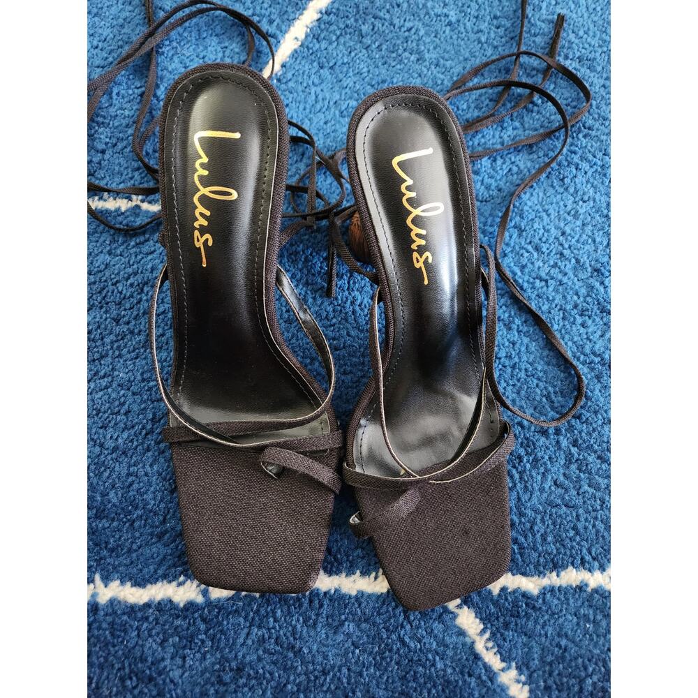 Lulus Women Square Toed  Gladiator Wooden Heels sz8